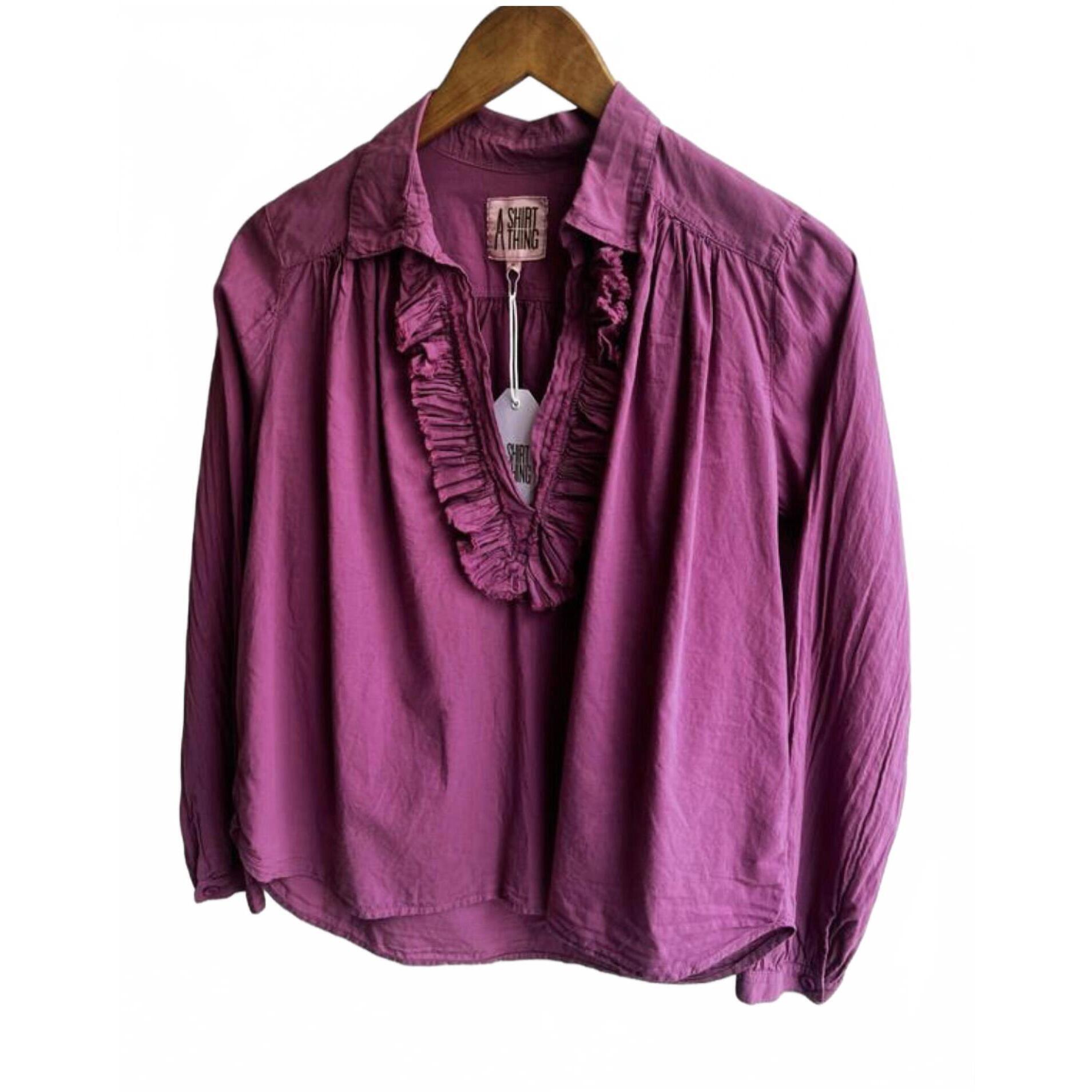 New A Shirt Thing Women's Celine Ruffled Top In Bougainvillea